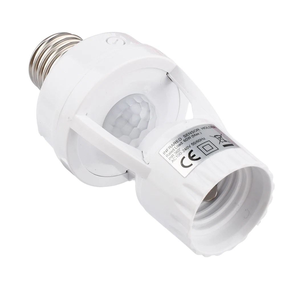 E27 PIR Sensor de movimiento interruptor de luz AC100-240V E27 Base de lámpara interruptor inteligente bombilla portalámparas interruptor de Sensor infrarrojo - imagen 4