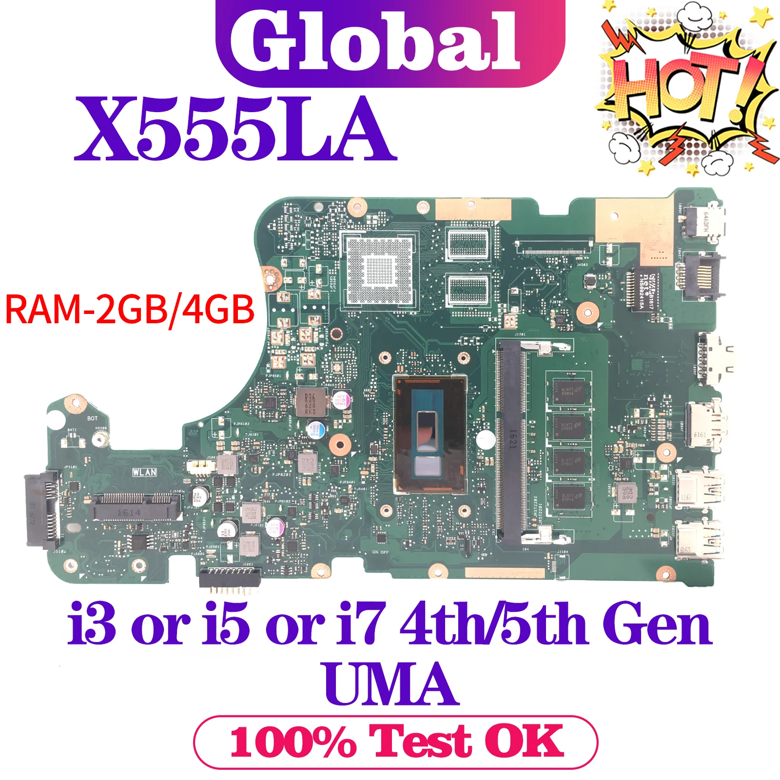 Placa base X555LA para ASUS X555LAB A555LA K555LA F555LA X555LD X555LB R557LA R556LA X554LA placa base para ordenador portátil i3 i5 i7 - imagen 2