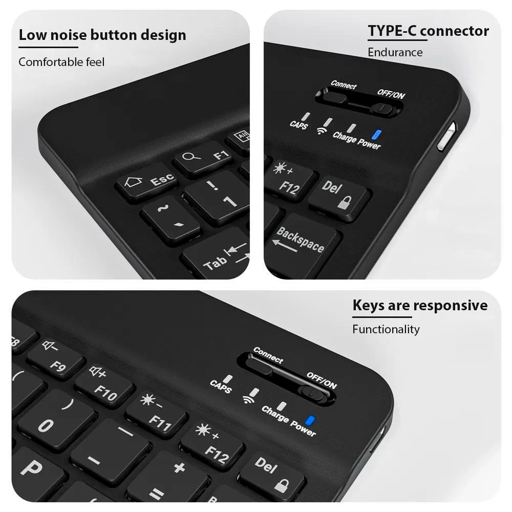 Teclado inalámbrico Bluetooth Universal para teléfono móvil, tableta, teclado y ratón, Mini teclado Bluetooth, accesorios para teclado Ipad - imagen 5