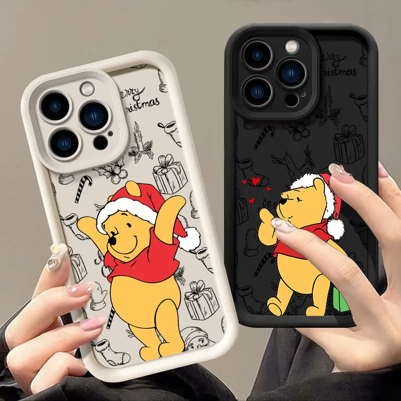 Disneies Navidad Linda funda de teléfono Winnie para IPhone 16 15 14 13 12 11 Pro Max Mini XR XS X 7 8 6 6s Plus cubierta trasera suave de TPU - imagen 2