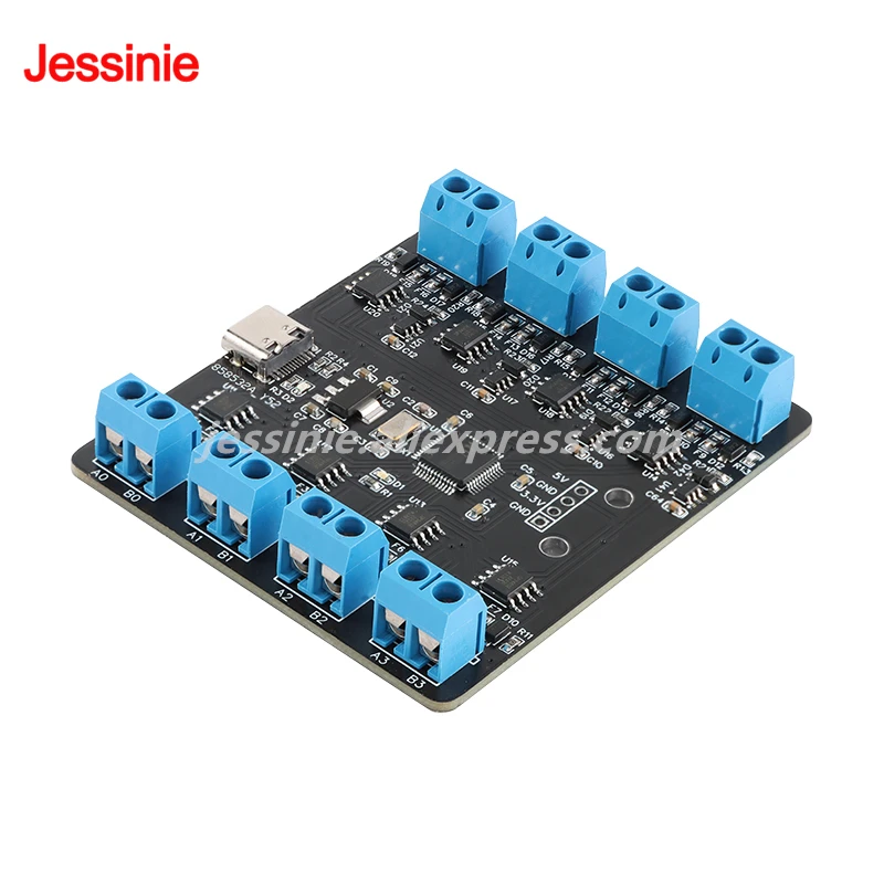 1 unidad USB a 8 canales puerto serie RS485 tipo C a módulo Uart Hub multicanal USB a 4 canales UART TTL + 4 vías RS485 CH348 - imagen 4