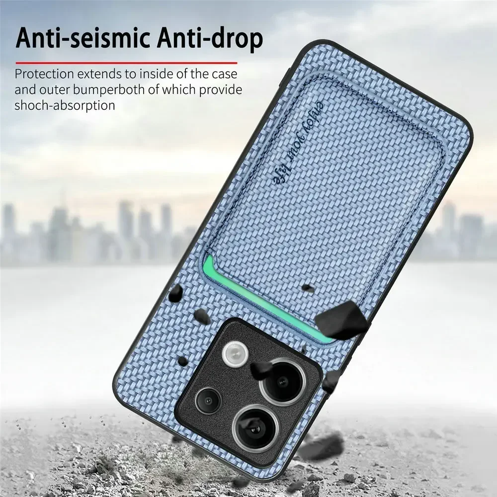 Para Moto Edge 60 Pro cargador inalámbrico Funda de cuero con imán para Moto Edge 60 Fusion Edge60 S ranura para tarjeta magnética cubierta de fibra de carbono - imagen 5