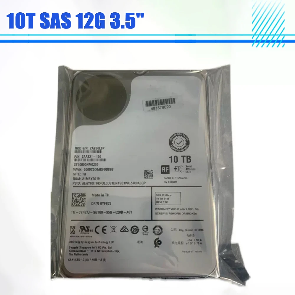 Para disco duro de servidor DELL 10T SAS 12G 3,5 ''HDD YF87J ST10000NM0256 - imagen 2