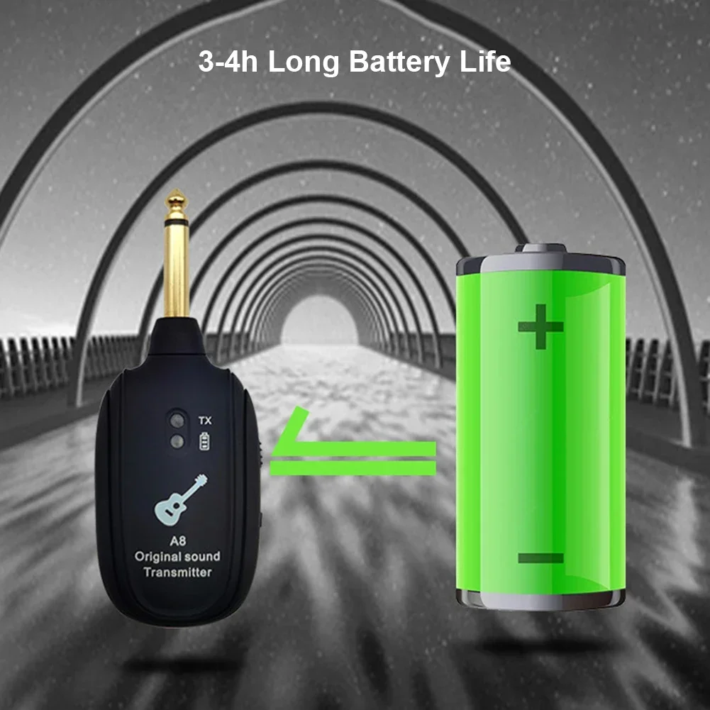 1 par de transmisor receptor de sistema inalámbrico de guitarra transmisor de guitarra inalámbrico recargable incorporado para bajo de guitarra eléctrica - imagen 3