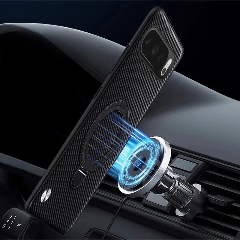 Para Sony Xperia 10 VII Funda de cuero PU de fibra de carbono con carga inalámbrica para Sony 10 V II soporte magnético cubierta a prueba de golpes - imagen 4