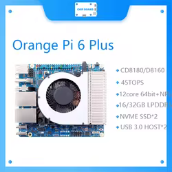 Orange Pi 6 Plus CD8180/CD8160 SoC procesador de 12 núcleos y 64 bits NPU 45TOPS computación AI Dual NVMe SSD USB 3,0 compatible con OpenHarmony