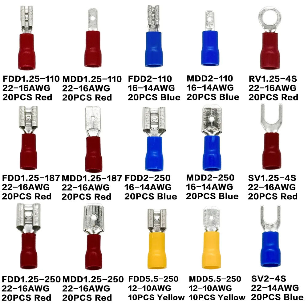 Juego de bloques de terminales prensados en frío aislados, 280 Uds., kits de juego de bloques de terminales de cableado de terminales en caja de comercio exterior - imagen 2