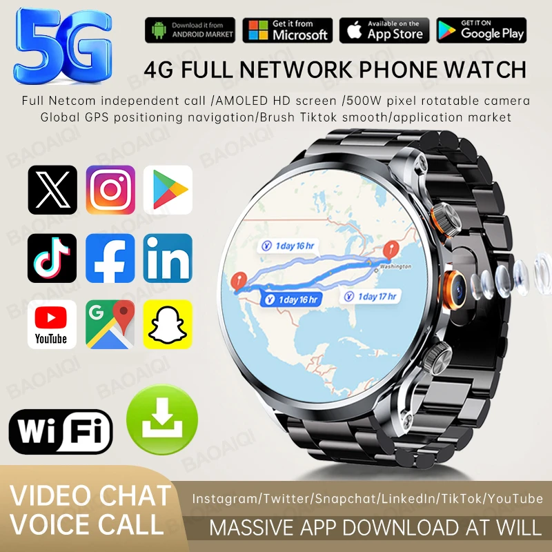 Reloj inteligente Android Netcom completo 5G/4G con cámara con tarjeta SIM videollamada AMOLED GPS WIFI Google Play mapas reloj inteligente para hombres y mujeres - imagen 2
