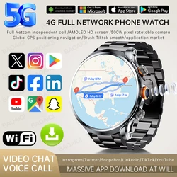 Reloj inteligente Android 5G/4G con SIM, cámara, GPS y pantalla AMOLED