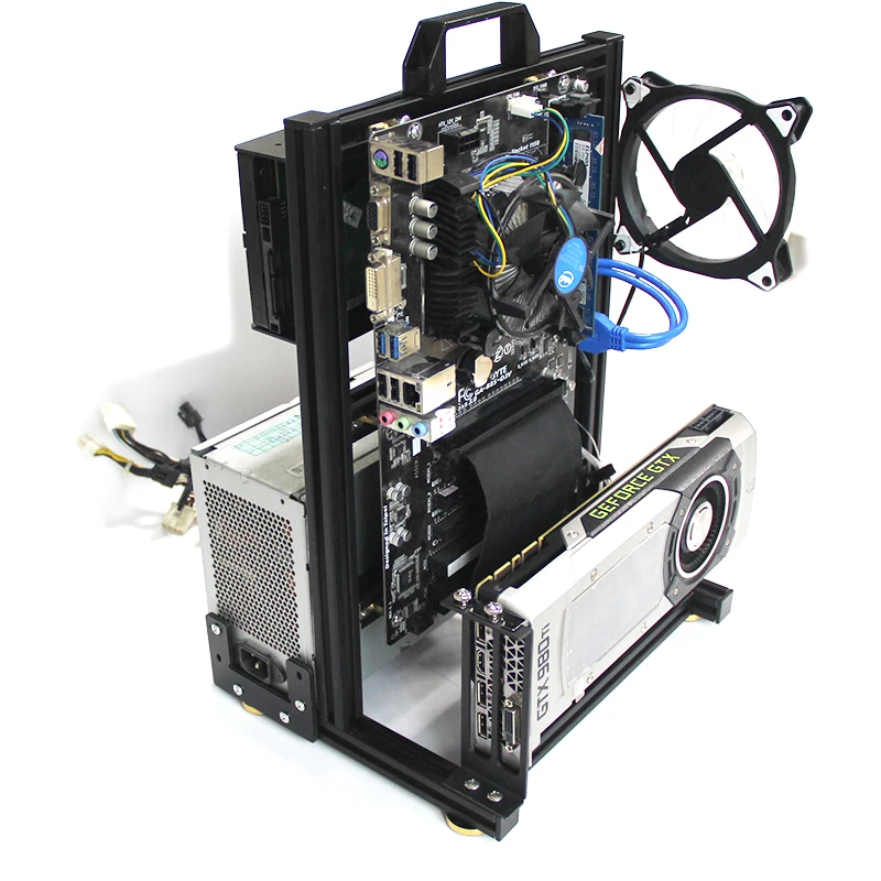 ATX/ITX / MATX EATX MOD marco caja de computadora abierta estante de chasis Vertical DIY gabinete de juegos de escritorio gabinete de PC estante abierto - imagen 4