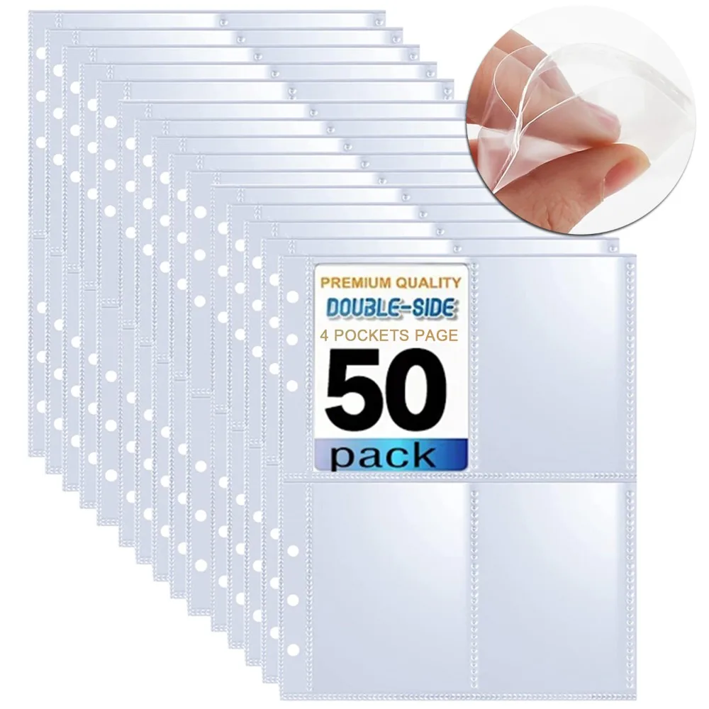 Carpeta de 4 bolsillos para tarjetas fotográficas, carpeta de papel de fondo, álbum de fotos Kpop, página interior de 6/3 agujeros, funda para carpeta de tarjetas fotográficas, 5-50 Uds.