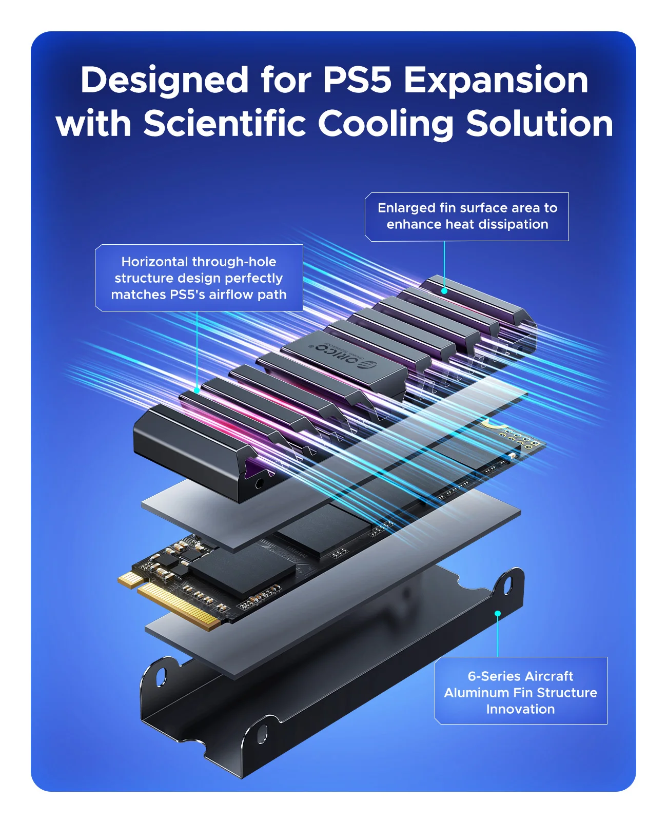 Unidad de estado sólido para juegos interna ORICO TLC NVMe con disipador de calor: funciona con Playstation 5, Gen4 PCIe, M.2 2280, hasta 7450 MB/s - imagen 3
