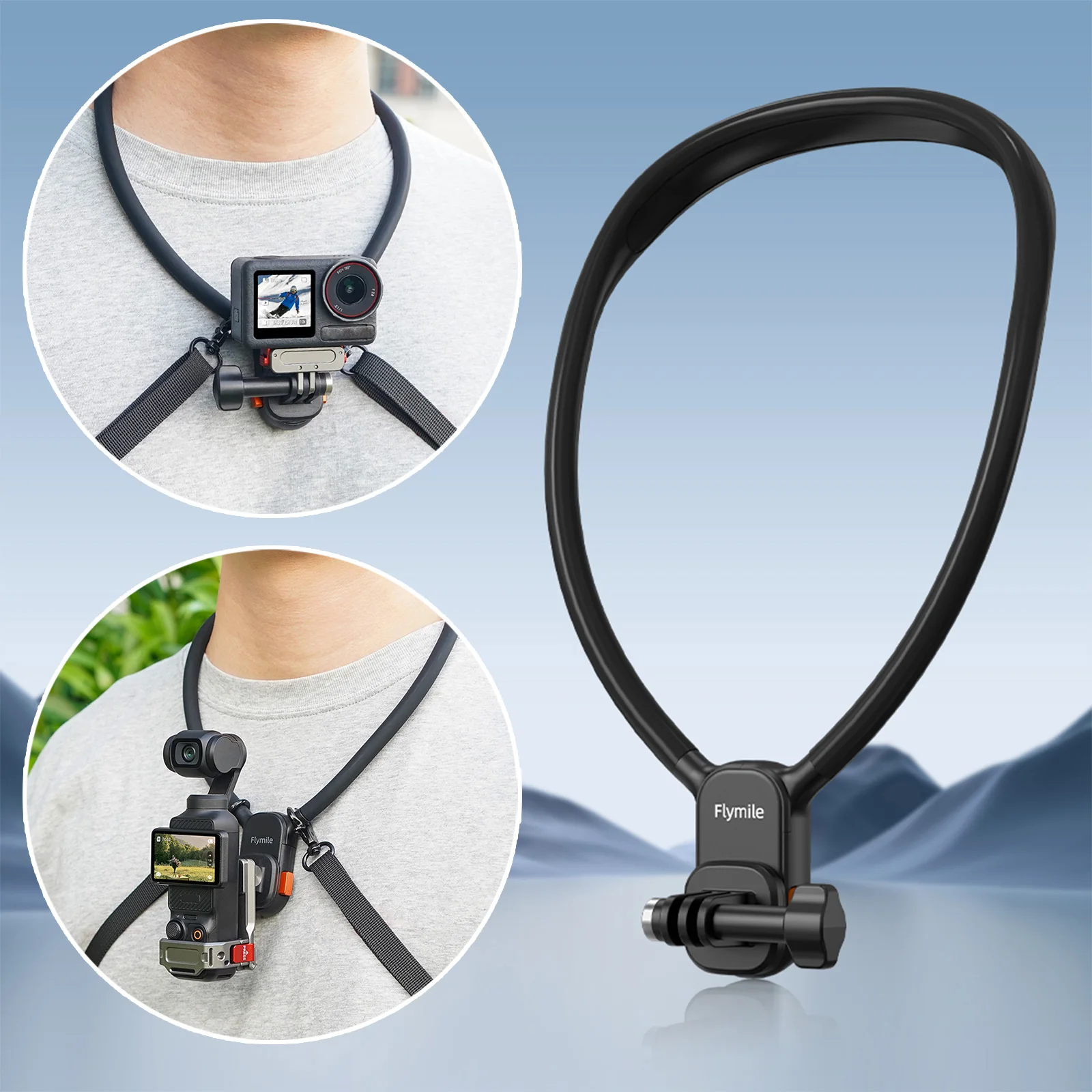 Soporte para el cuello para cámara DJI Action 5 Pro/Osmo 360, soporte para el cuello, soporte para el cuello, soporte para el cuello para Selfie Vlog, correa para el pecho - imagen 3