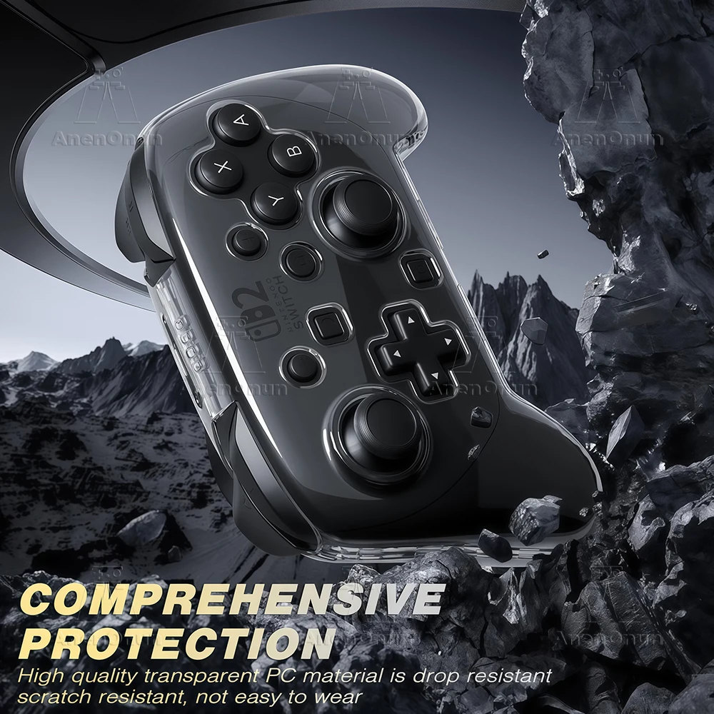 Switch 2 Pro controlador funda protectora transparente a prueba de golpes antiarañazos antideslizante cubierta completa carcasa dura de cristal Ultra transparente - imagen 3