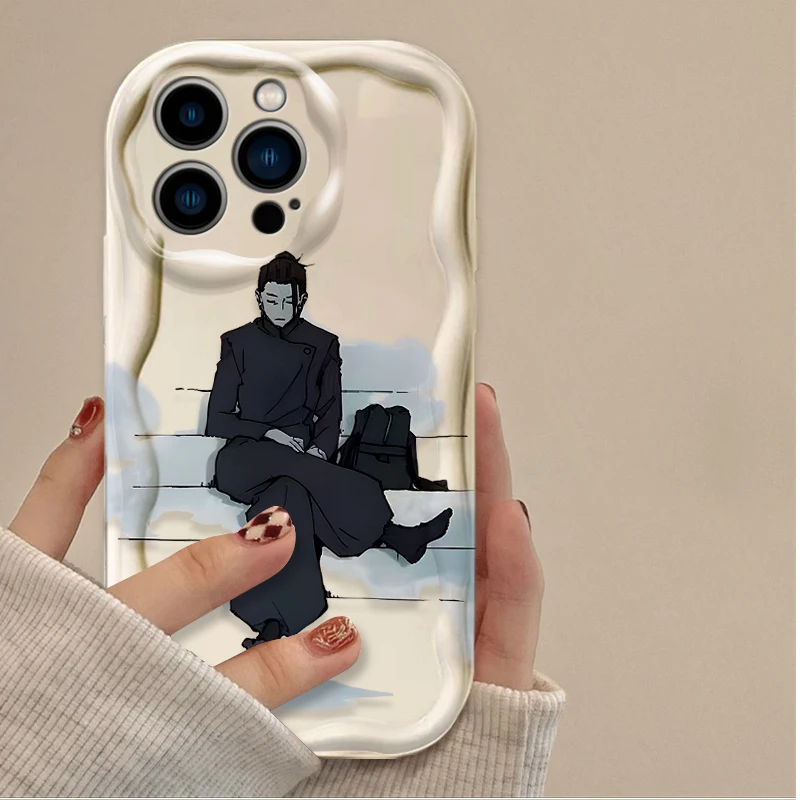 Anime Jujutsu Kaisen 3D Wave funda para iPhone 16 15 14 13 12 11 Pro Max X XR XS 8 7 Plus SE 2020 3D Wave cubierta trasera a prueba de golpes - imagen 3