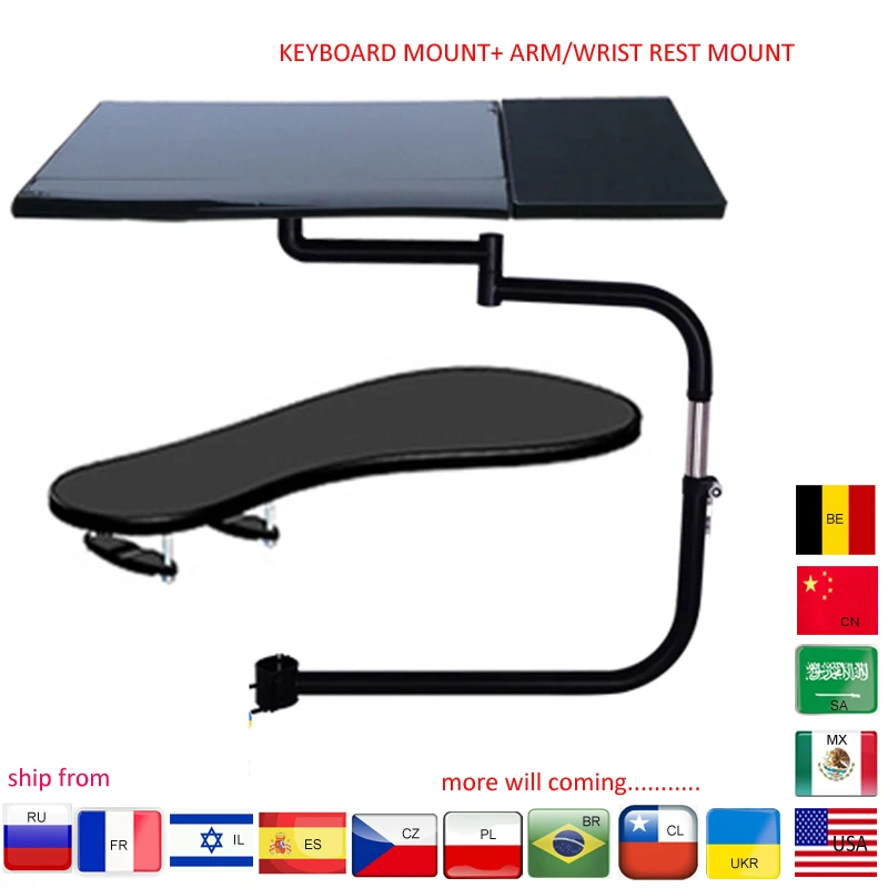 Soporte ergonómico teclado portátil acero inoxidable con abrazadera - imagen 3