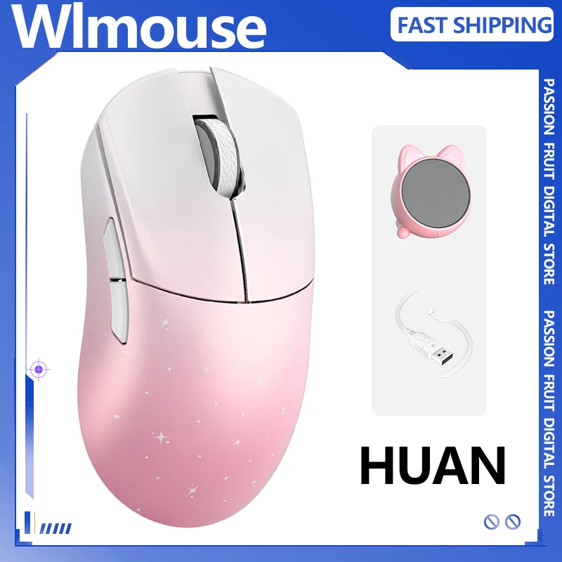 Ratón Wlmouse Huan sin agujero de aleación de magnesio 8000Hz 3 modos Bluetooth ratón inalámbrico PAW3950HS 20000FPS ratón para juegos Dual 8K regalo