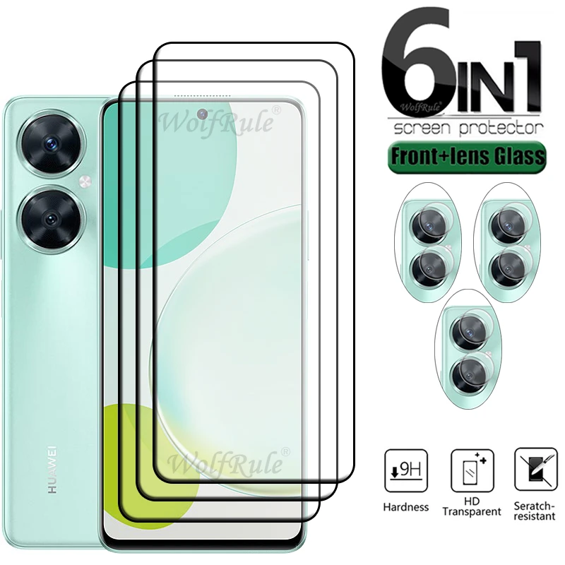 6 en 1 para Huawei Nova 11i vidrio Huawei Nova 11i vidrio templado cubierta completa pegamento 9H Protector de pantalla Huawei Nova 11i lente de vidrio