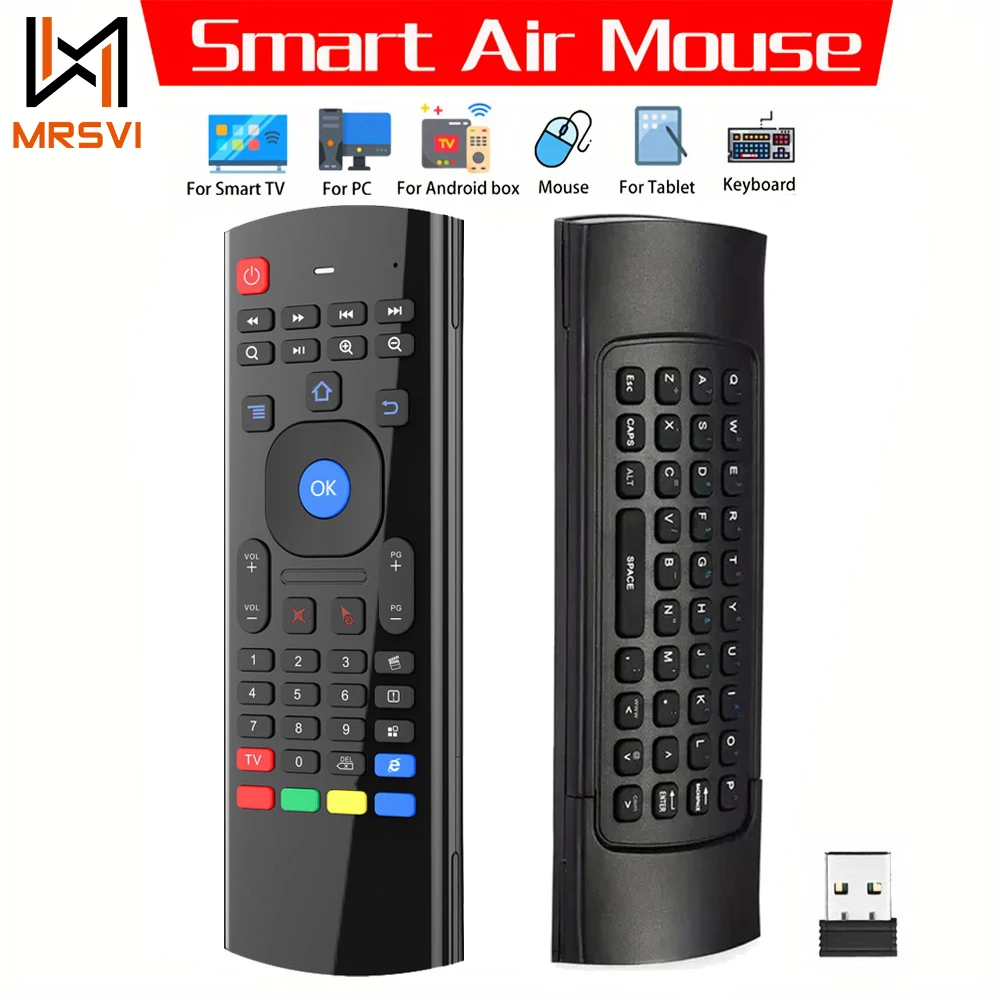 Mini teclado inalámbrico Air Mouse, Control remoto MX3, 2,4 GHz, Control remoto de aprendizaje IR para PC, Android, TV Box, Smart TV