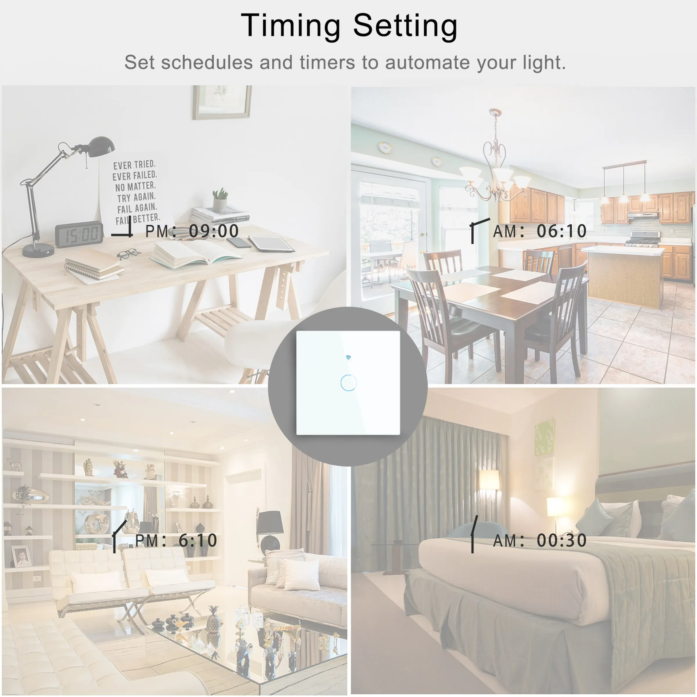 Interruptor de pared inteligente para el hogar, Panel táctil de cristal con Control remoto inalámbrico por voz, funciona con Tuya, WIFI, Alexa y Google Home, EE. UU. Y UE - imagen 3