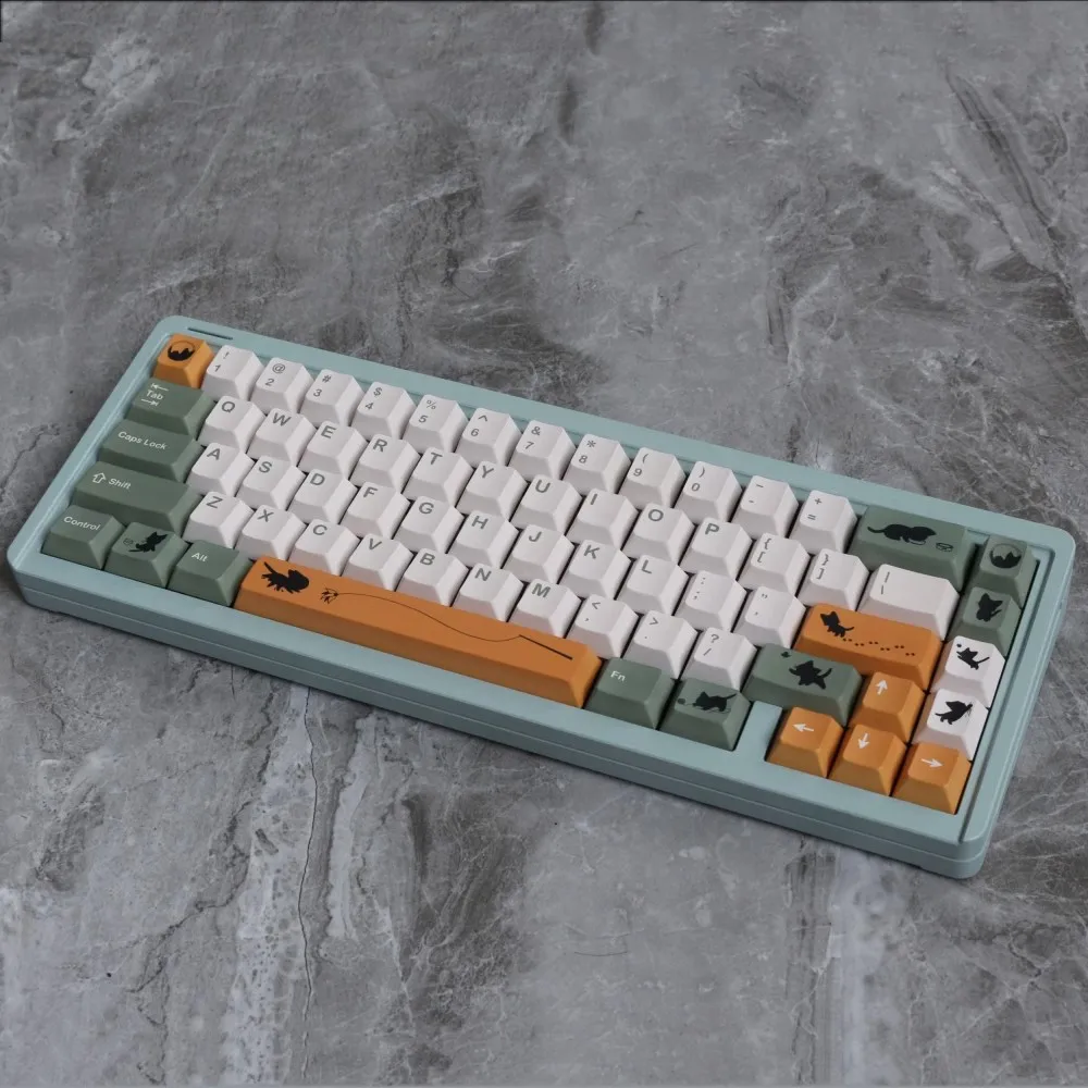 140 teclas GMK Black Shadow Cat Keycaps PBT Dye Subbed Key Caps Cherry Profile Keycap con 2.25U 2.75U 3U 7U barra espaciadora ISO Enter