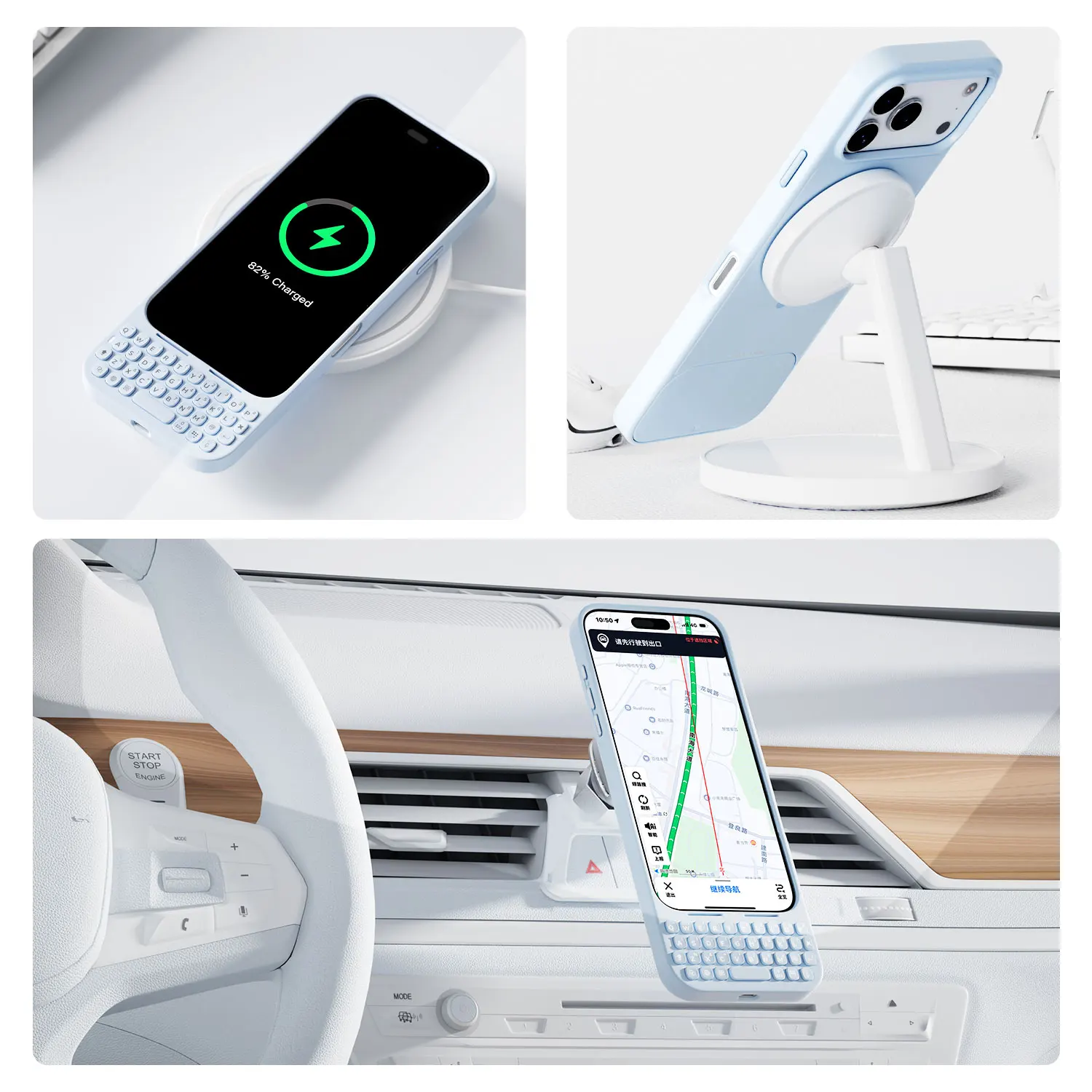 Akko MetaKey funda de teléfono con teclado 37 teclas Mini teclado de teléfono PU TPU con soporte magnético para iPhone 16 Pro Max 17 Pro Max - imagen 5