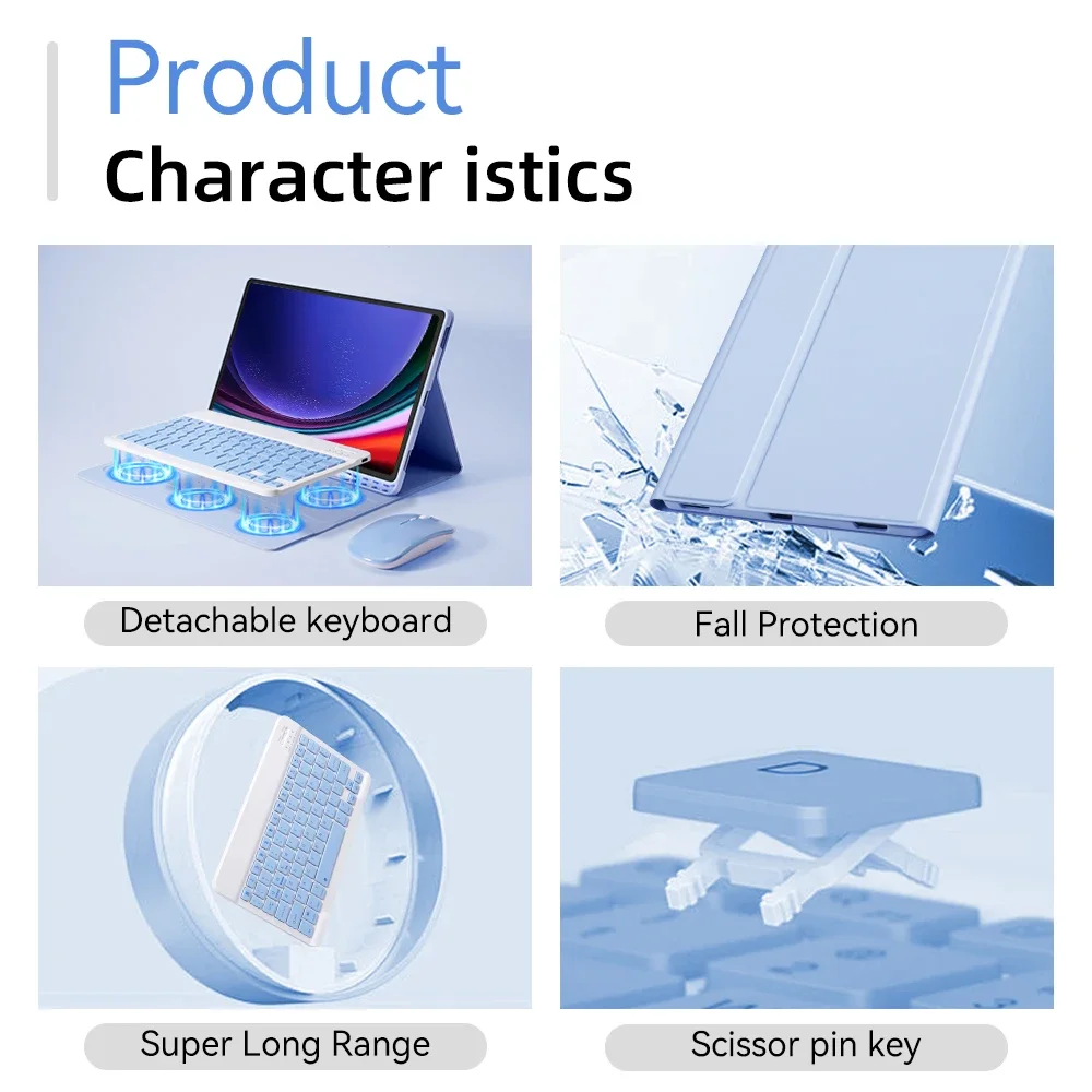 Funda para samsung pestaña teclado S6 lite 10,4 "S7 /S8/S911" S9FE 10,9 "S10FE 1O.9" S10 lite 10,9 "A8 10,5" A7 10,4" cubierta para tableta - imagen 3