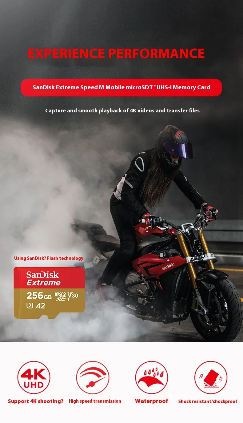 100% Sandisk Extreme Micro SD TF 4K U3 cámara 512GB 1TB tarjeta de memoria 32GB 64GB 128GB 256GB para teléfono Drone cartao de memoria coches - imagen 3