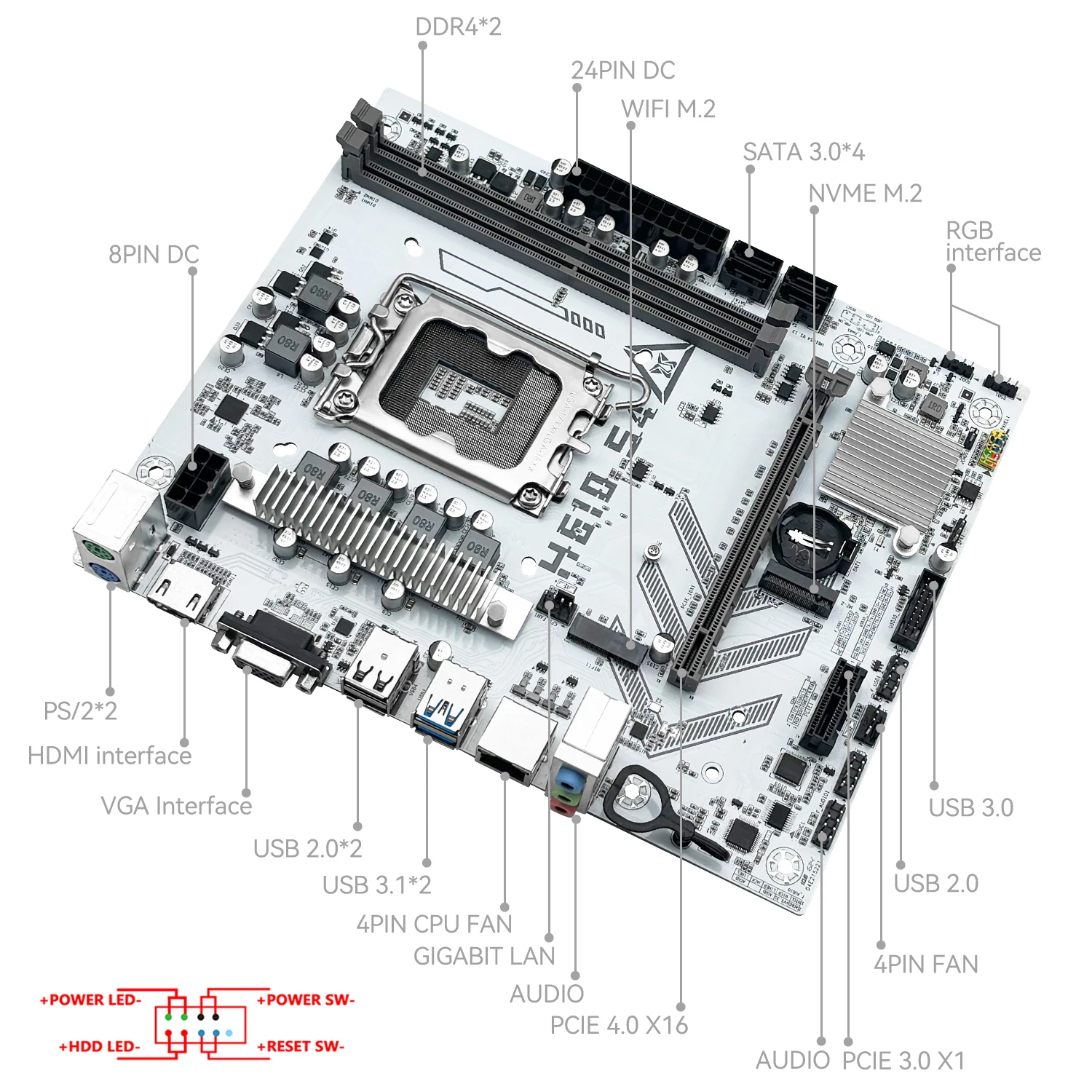 MACHINIST H610 S4 Placa base LGA 1700 compatible con Intel Core 12/13/14 generación I3, I5 CPU DDR4 RAM de escritorio NVME M.2 USB 3,0 - imagen 4