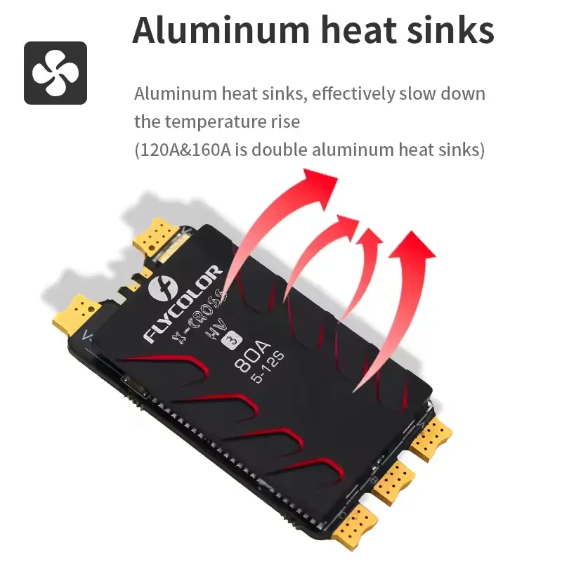 FLYCOLOR X-CROSS HV3 60A/80A/120A/160A controlador de velocidad ESC sin escobillas 5-12S BL32 para RC Dron de carreras con visión en primera persona Quadcopter Clase X - imagen 4