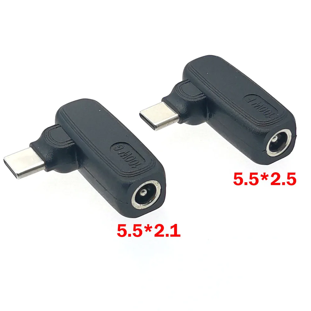 Convertidor de cargador de ordenador portátil, Conector de adaptador de corriente PD de 100W CC 5,5x2,1 5,5x2,5 hembra a USB tipo C, Universal, para Lenovo H, 1 unidad - imagen 2