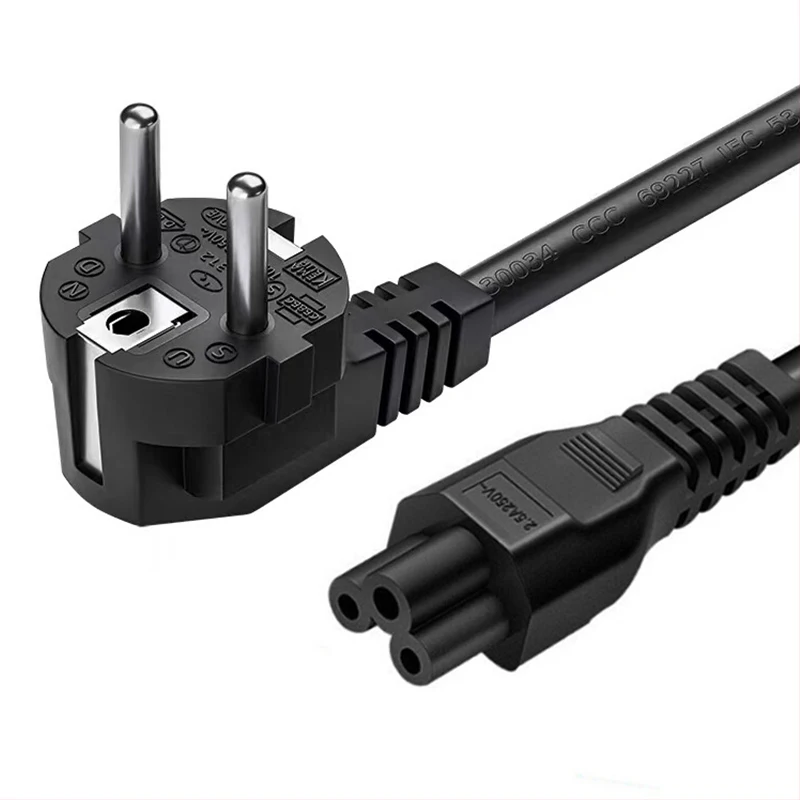 Cable de alimentación de la UE, Cable de extensión de alimentación Euro IEC C5, Cable de alimentación de CA para ordenador portátil de 1,5 m para impresora de TV HP, Lenovo, Notebook, LG