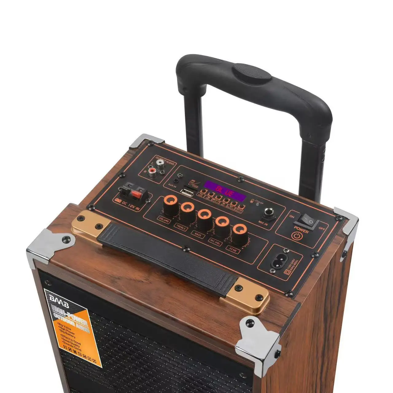 Altavoz Bluetooth de madera de alta potencia de 6000W, altavoz de graves para fiesta de Karaoke al aire libre de 12 pulgadas con micrófono inalámbrico, altavoz FM USB TF - imagen 5