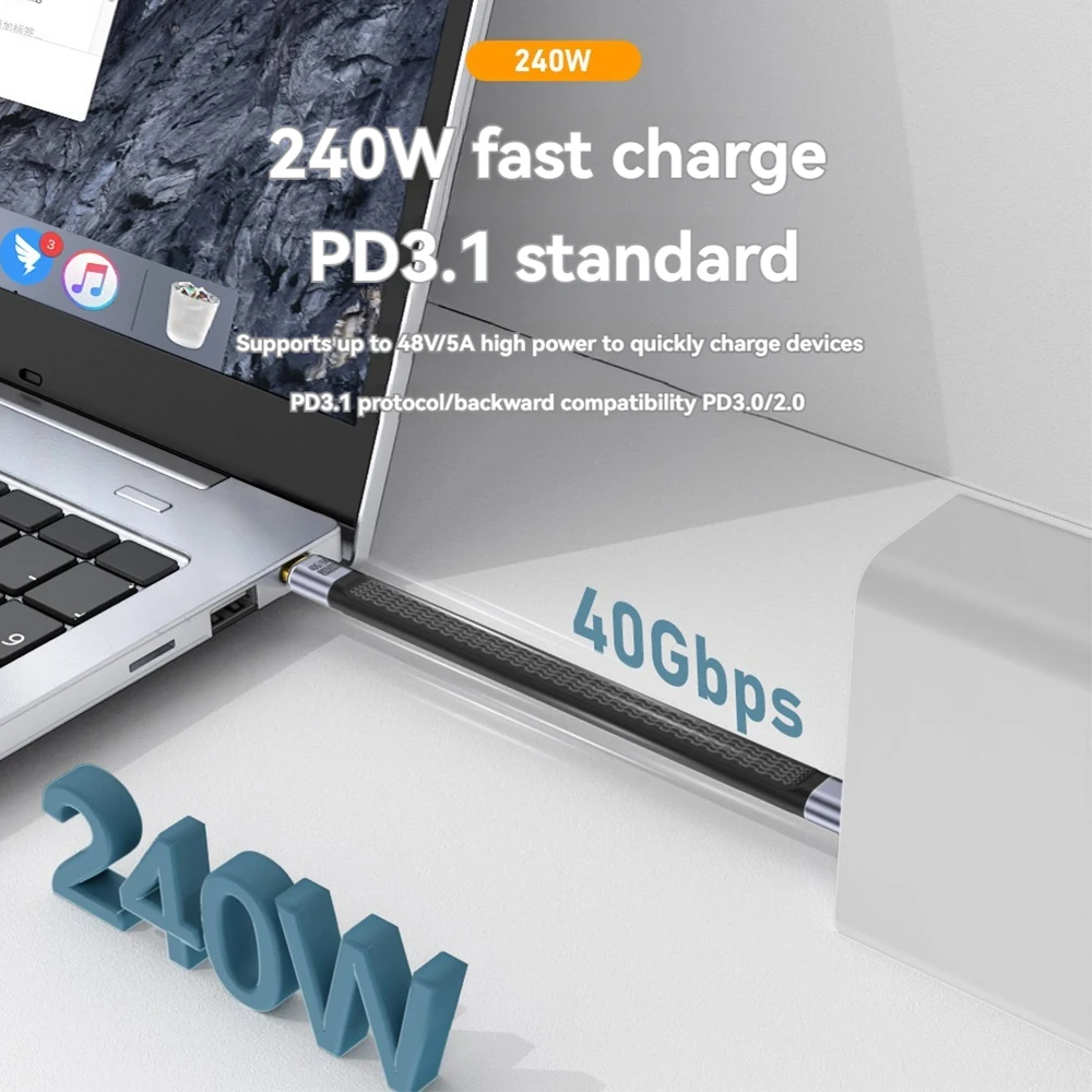 Cable USB 4.0 de función completa 240W 40Gbps tipo C Thunderbolt 4 8K @ 60hz vídeo carga de datos súper rápida para iPhone15/16 Pro/Max - imagen 5