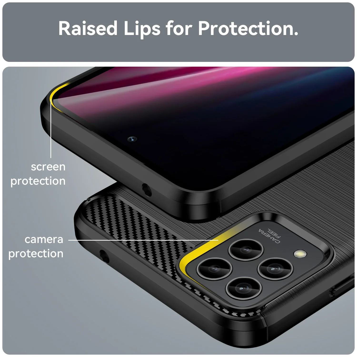 Funda de TPU con textura de fibra de carbono para T-Mobile Revvl 7 6x Pro 5G Revvl 6 T Phone Pro 5G, Funda protectora a prueba de golpes - imagen 3