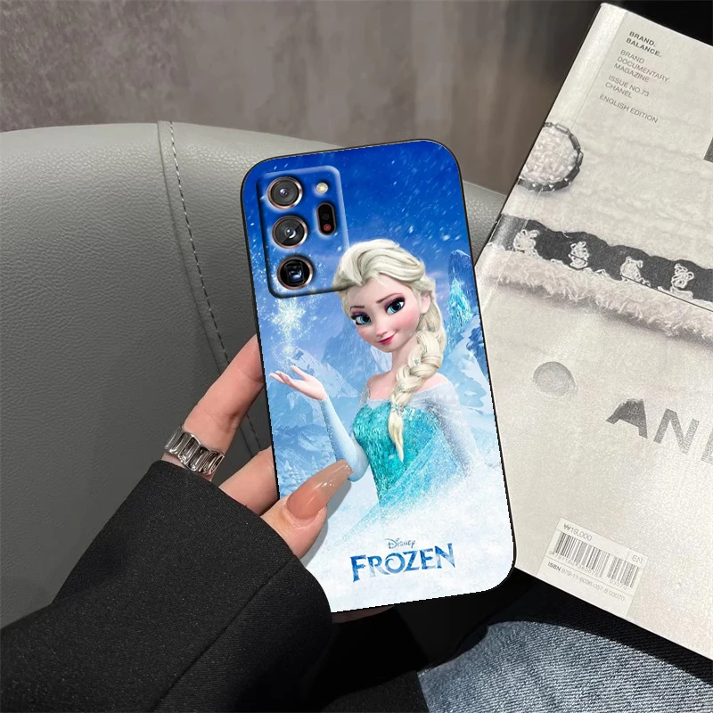 Funda de teléfono de TPU negra Elsa Frozen Snow Queen Disney para Samsung Note 20 10 Ultra Plus A31 A14 A12 A70 A34 A25 A04 A05 A15 A24 5G - imagen 3
