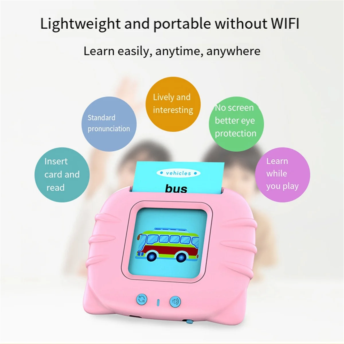 SUPER HOT Learning Talking Flash Cards Máquina de lectura de aprendizaje para bebés, rosa - imagen 3