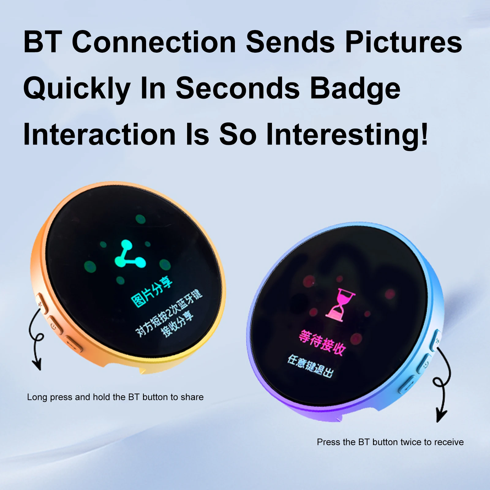 BT5.4 Anime electrónico E-Badge USB-C carga conexión BT insignias periféricas animación cambio Gradual insignia regalo para amigos