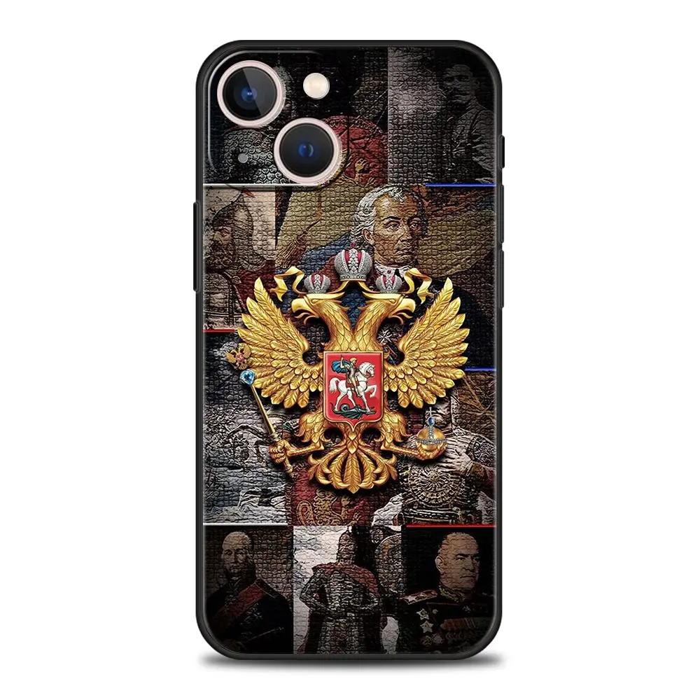 Funda de teléfono de lujo con emblema de banderas rusas rusas para iPhone 13 15 14 12 11 Pro MAX XR X SE XS 7 8 Plus, funda negra de silicona suave - imagen 3