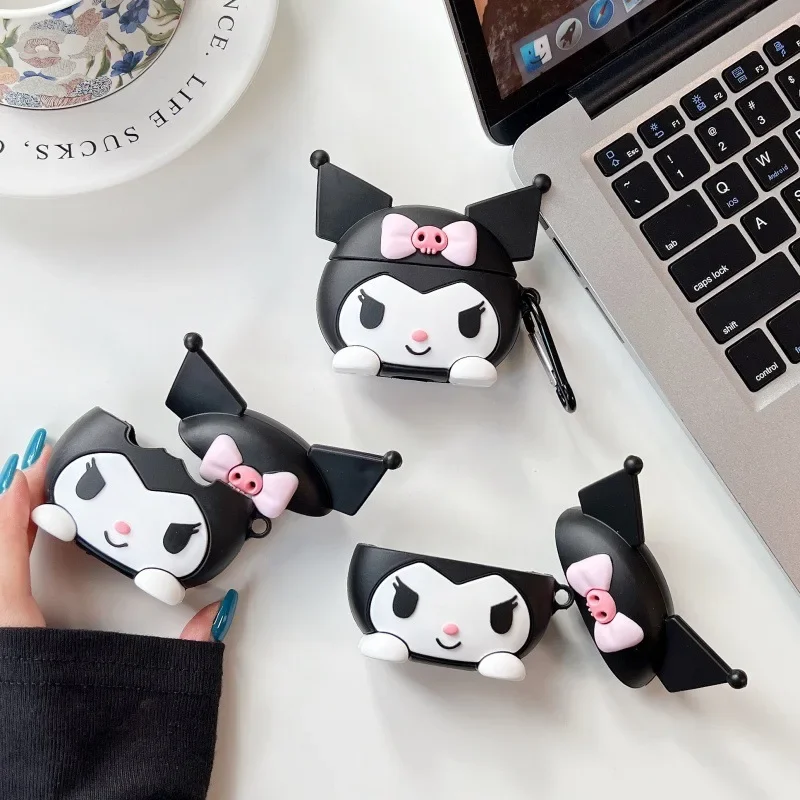 Funda de silicona Kuromi con dibujos animados en 3D para Airpods 4 (2024), bonita funda para auriculares para AirPods Pro 2nd 3 1 2, caja de carga para auriculares - imagen 3
