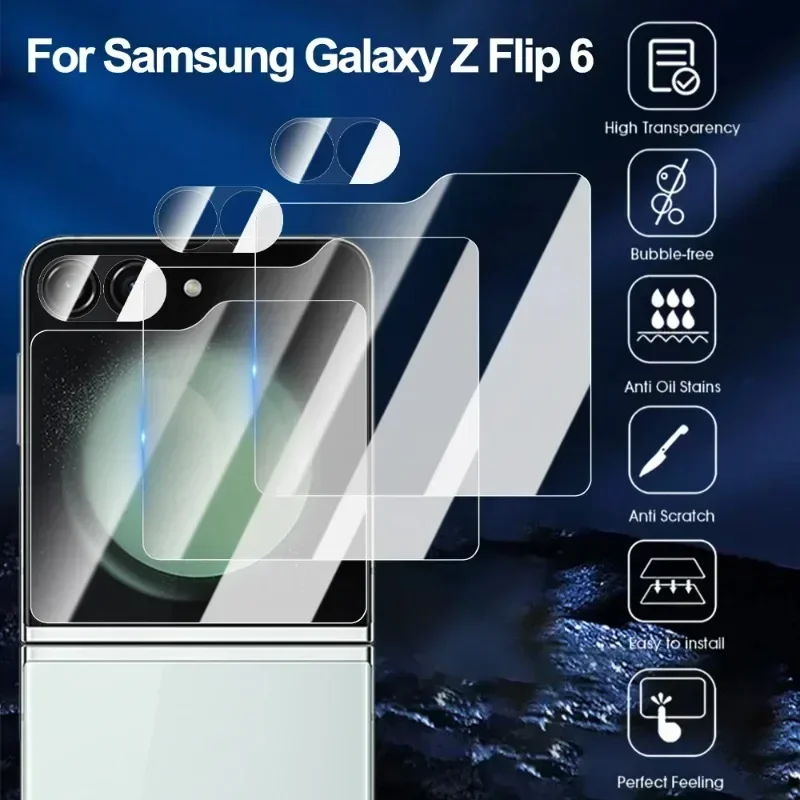 Película de hidrogel 9 en 1 para Samsung Galaxy Z Flip 5 6, Protector de pantalla frontal de cristal para lente de cámara trasera, películas ZFlip6 - imagen 2