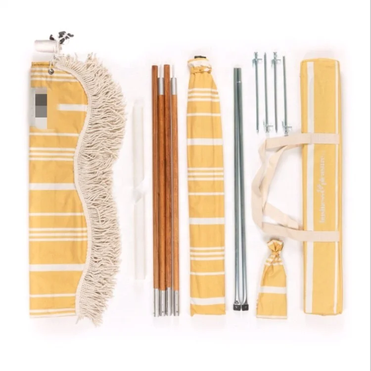 Tienda de campaña, nuevo diseño, Material de lona de algodón UV 50, sombrilla, tienda de playa con postes de madera/tienda elástica para exteriores - imagen 2