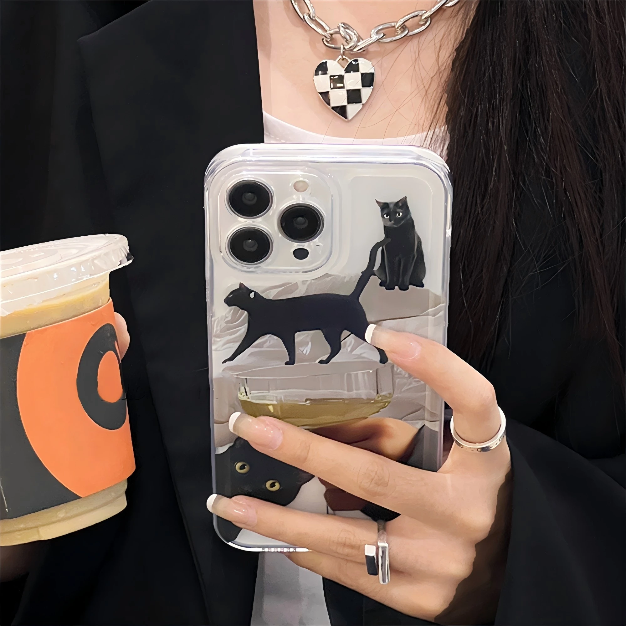 Funda de teléfono de pareja de gato lindo coreano para Samsung S24 S23 S22 S21 S20 S10 FE Note20 Note10 Plus Ultra Lite 5G, funda de TPU suave - imagen 2