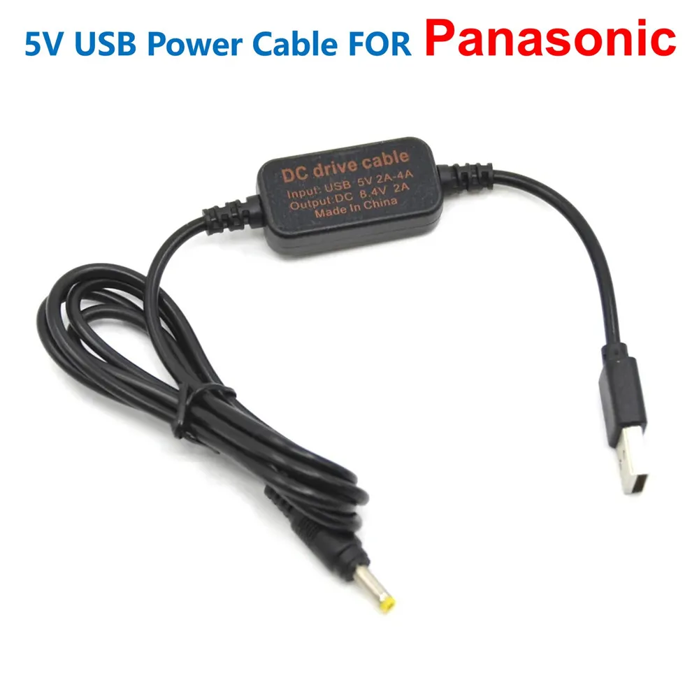 Cable de alimentación USB de 5V para Panasonic DMW-DCC8 DCC9 DCC11 DCC12 DCC15 DMW-BLD10 DMW-BMB9 DMW-BLF19 DMW-BLC12 DMW-BLH7 batería simulada