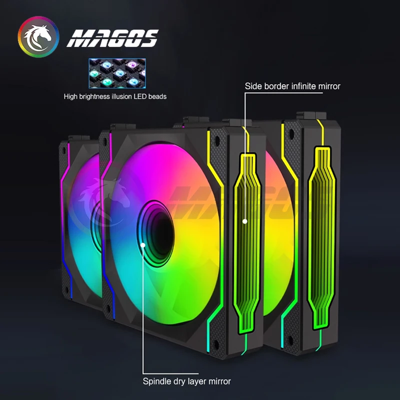 Kit DE VENTILADOR Uni RGB para carcasa de ordenador, radiador de refrigeración por agua silencioso conectado inalámbrico Universal ARGB, paquete Triple, 12cm - imagen 5