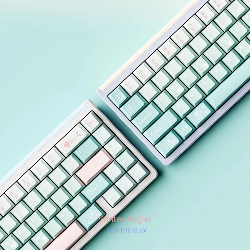 Juego de teclas con tema de pescador de invierno, perfil de cereza, sublimación PBT, teclas originales personalizadas hechas a mano para regalo de teclado mecánico - imagen 5