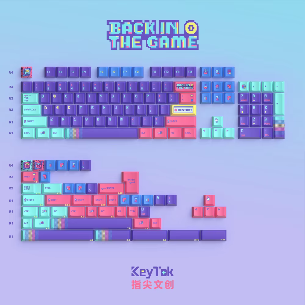 KeyTok Back in The Game – Keycaps PBT Sublimados Gaming para Teclado 87/TKL/104 - imagen 3