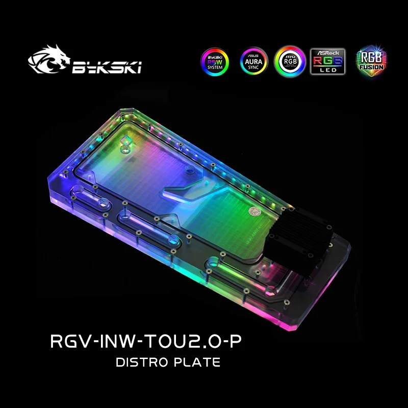 BYKSKI-placa acrílica con solución de canal de agua, uso para chasis de carcasa IN WIN TOU2.0 para CPU GPU Block/3PIN RGB/combo DDC - imagen 4