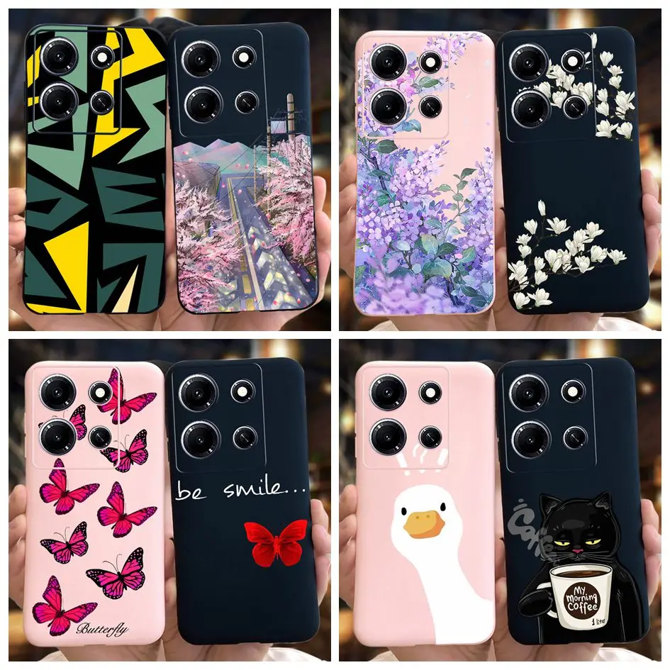 Para Infinix Note 30i X6716 funda Popular mariposa flor esmerilado mate Capa suave para Infinix Note 30 Pro Note30 VIP parachoques