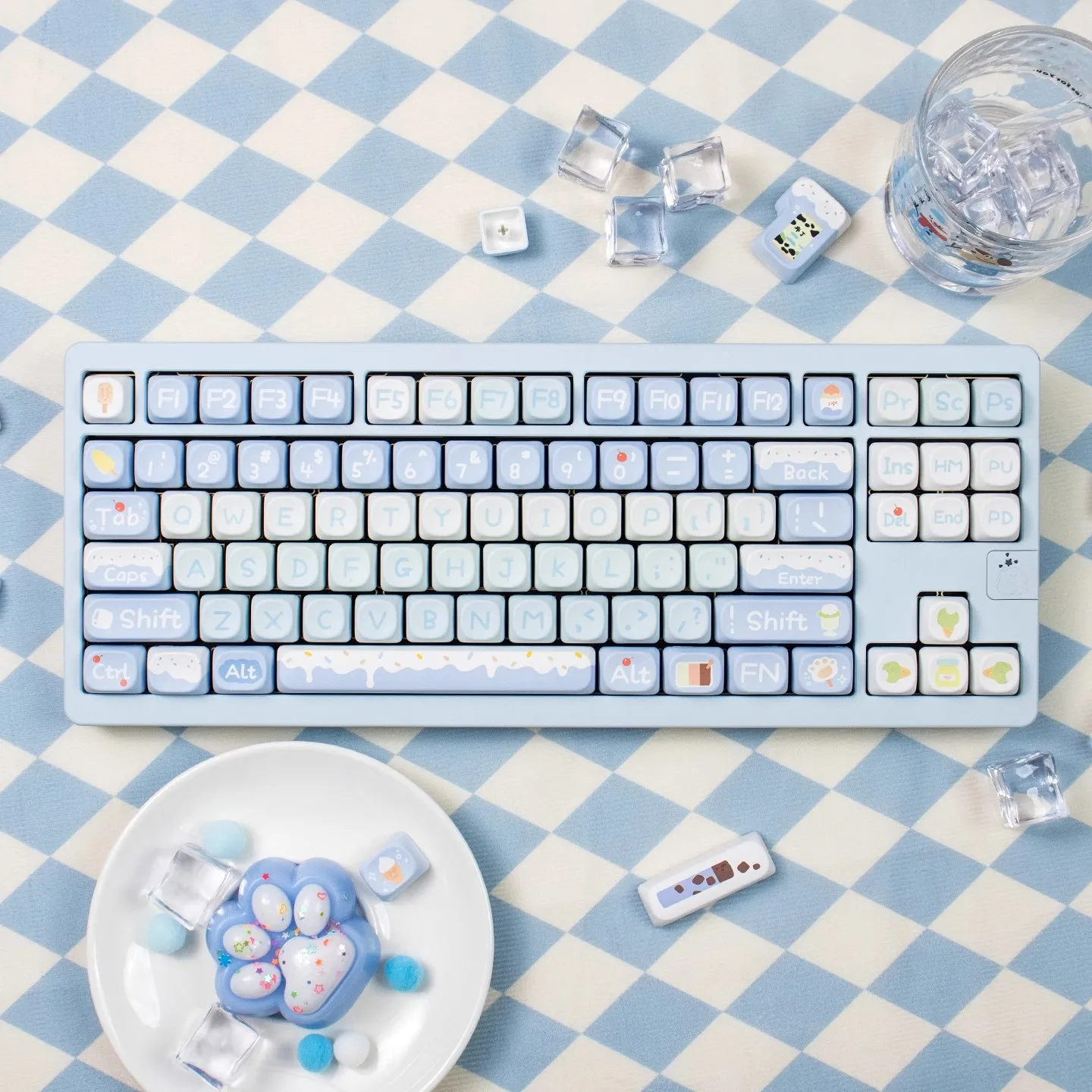 140 teclas MOA Keycaps helado azul PBT tinte sublimación cereza altura para teclado mecánico AULA F75 Ajazz Ak820 Pro juego PC - imagen 2